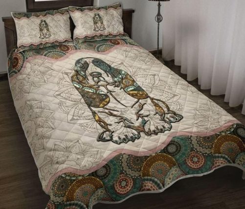 Basset Hound Dog Mandala Duvet Quilt Bedding Set