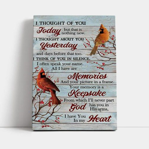 Cardinal Red Cranberry I Thought Of You Today Canvas Art Bible Verse Wall Art Christian Inspirational Wall Decor