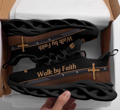Christian Best Running Shoes, Black Jesus Walk By Faith Christ Sneakers Max Soul Shoes For Men And Women