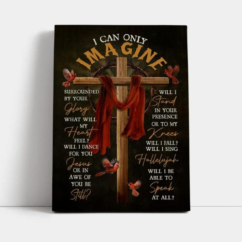 Cross With Red Cloth I Can Only Imagine Canvas Wall Art Christian Canvas Prints Religious Wall Decor