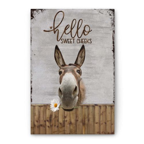 Donkey Poster & Canvas, Hello Sweet Cheeks, Funny Wall Art, Home Decor