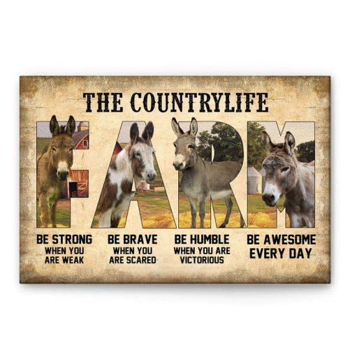 Donkey Poster & Canvas, The Country Life Farm Farmhouse Country Farm Wall Art, Home Decor For Farmer, Donkey Lovers