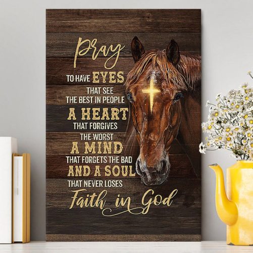 Horse Cross A Soul That Never Loses Faith In God Canvas Wall Art Christian Wall Canvas Gift For Horse Lover