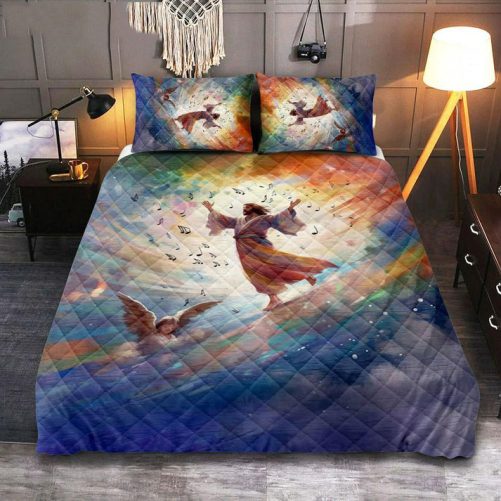 Jesus Christ Is Dancing Quilt Bedding Set Prints Jesus Quilt Bedding Set Art Christian Bedroom Decor