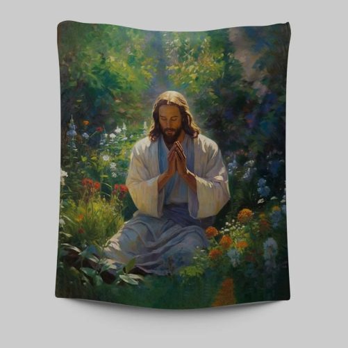 Jesus Christ Praying In The Garden Tapestry Prints