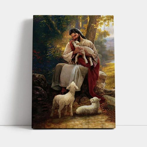 Jesus Hugs Lamb Of God Canvas Wall Art Bible Verse Canvas Art Inspirational Art Christian Home Decor