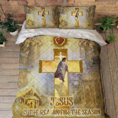 Jesus Quilt Bedding Set Jesus Is The Reason For The Season