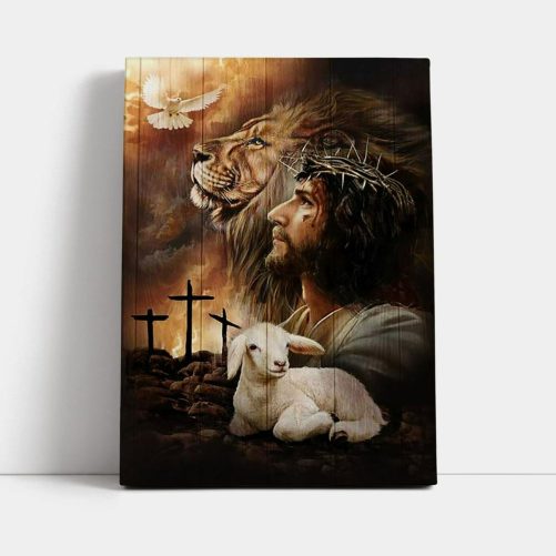 Jeus Lion Of Judah Lamb Of God Dove Of Peace Wall Art Canvas Jesus Portrait Canvas Prints Christian Wall Art