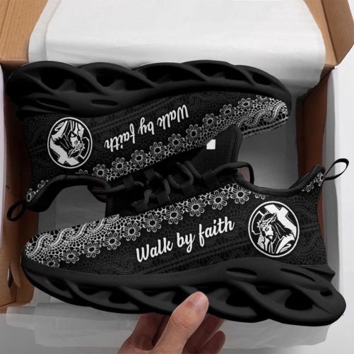 Max Soul Shoes, Jesus Black Walk By Faith Christ Sneakers Max Soul Shoes, Jesus Christ Shoes