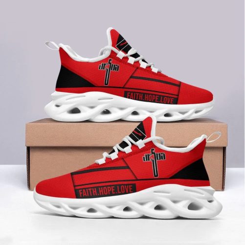 Max Soul Shoes, Jesus Faith Hope Love Running Sneakers Red Max Soul Shoes, Jesus Christ Shoes