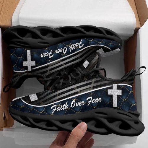 Max Soul Shoes Jesus Black Faith Over Fear Running Sneakers Max Soul Shoes Jesus Christ Shoes 2 uch2in