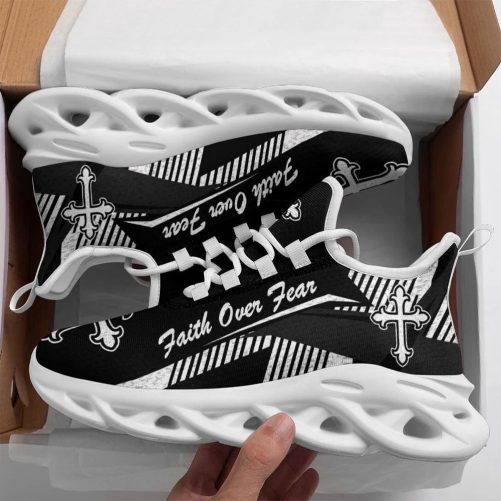 Max Soul Shoes Jesus Faith Over Fear Black Running Sneakers Max Soul Shoes Jesus Christ Shoes 1 p7m6vi
