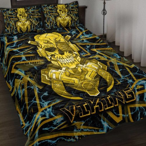 Quilt Bed Set Viking 3D Warrior Robo Gold Pattern Quilt Bed Set