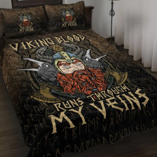 Quilt Bed Set Viking Blood Run Through My Veins Quilt Bed Set RLT12