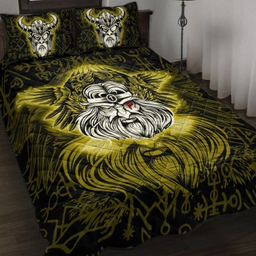 Quilt Bed Set Viking Odin Gold Quilt Bed Set