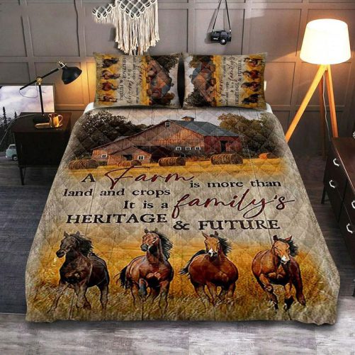 Running Horse A Farm Is More Than Land And Crops Quilt Bedding Set Print Inspirational Quilt Bedding Set Art Christian Bedroom Home Decor