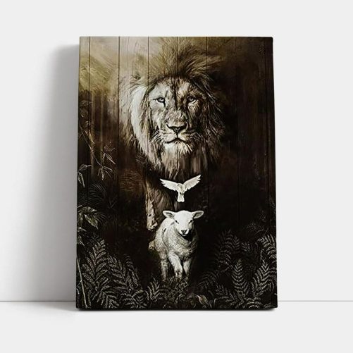 The Lion Lamb Dove Canvas Prints Lion Canvas Art Christian Inspirational Canvas