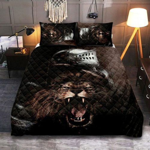 The Lion Of Judah Warrior Of Christ Quilt Bedding Set Art Christian Art Bible Verse Bedroom Religious Home Decor