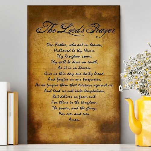 The Lord's Prayer Matthew 6 9 13 Brown Canvas Print Christian Canvas Wall Art Decor
