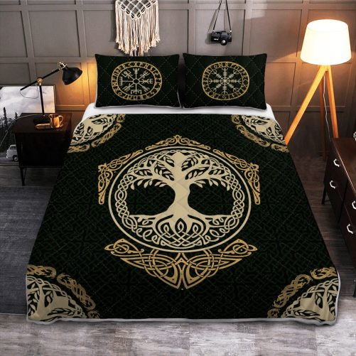 Viking Quilt Bed Set HUGIN and MUNIN Odin's RavenS Yggdrasil RLT12