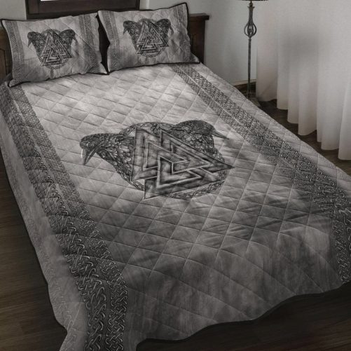 Viking Quilt Bed Set Viking Valknut and Raven Quilt Bed Set RLT12