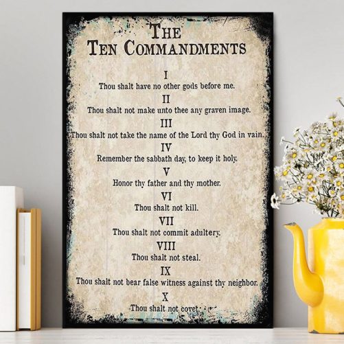 Vintage Ten Commandments Canvas Wall Decor Christian Canvas Wall Art Decor