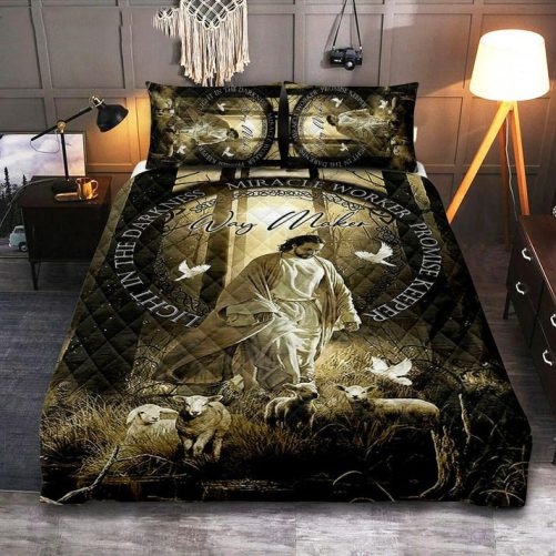 Way Maker Jesus & Lambs Quilt Bedding Set Bedroom Jesus Quilt Bedding Set Pictures Christian Quilt Bedding Set Bedroom