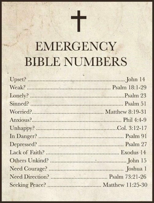emergency bible numbers
