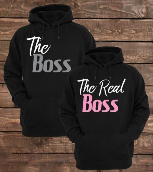 Matching Hoodie For Couple The Boss The Real Boss