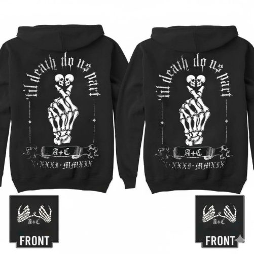 Custom Couple Hoodie Til Death Do Us Part Skull Design Gift For Couple 1
