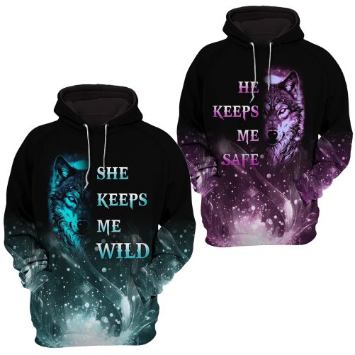 Personalized Wolf Queen And King Couple Matching Hoodie