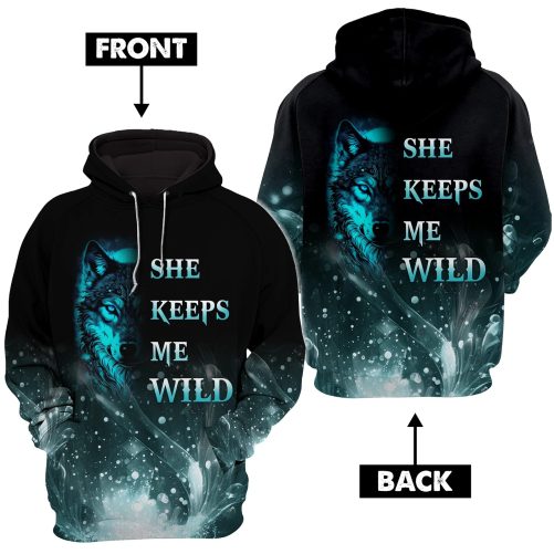 Personalized Wolf Queen And King Couple Matching Hoodie blue