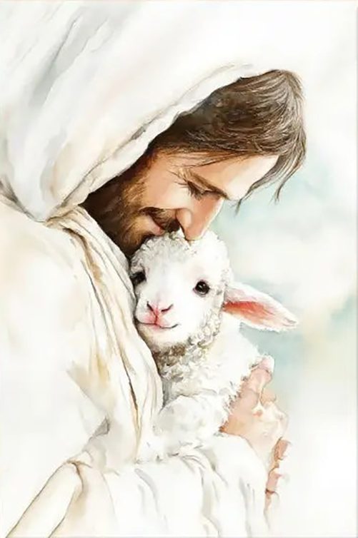 Jesus Holding the Lost Lamb – Good Shepherd Christian Wall Art Canvas copy