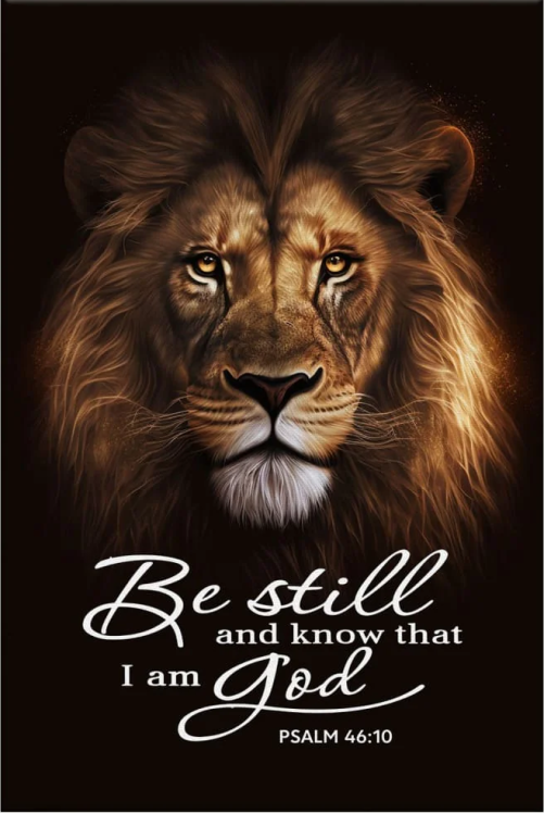 Christian Canvas Be Still and Know That I Am God, Lion of Judah, Psalm 4610 Wall Art Canvas