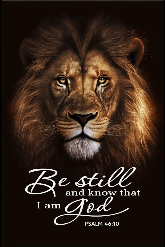 Christian Canvas Be Still and Know That I Am God, Lion of Judah, Psalm 4610 Wall Art Canvas