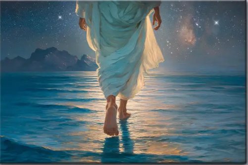Christian Canvas Jesus Walking on Water Christian Wall Art