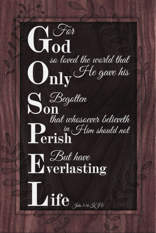 Christian Canvas John 316 KJV For God So Loved The World, Rustic, Scripture Canvas Wall Art