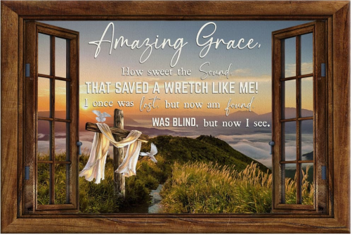 Jesus Canvas Amazing Grace How Sweet The Sound Cross Mountain Canvas Wall ArtEmbrace Faith with Amazing Grace Canva