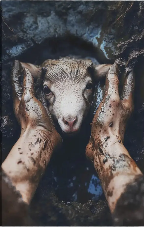 Jesus Canvas Jesus Rescues The Lost Lamb In The Mud Christian Wall Art Canvas
