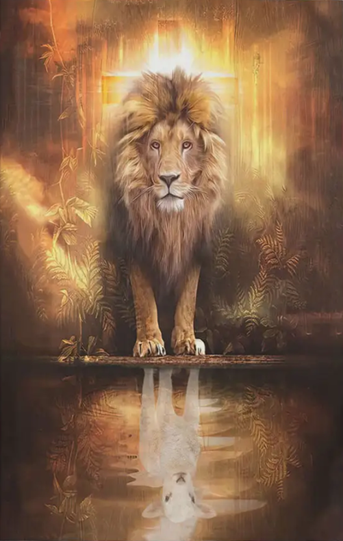 Jesus Canvas Lion of Judah Reflection of the Lamb Wall Art Canvas