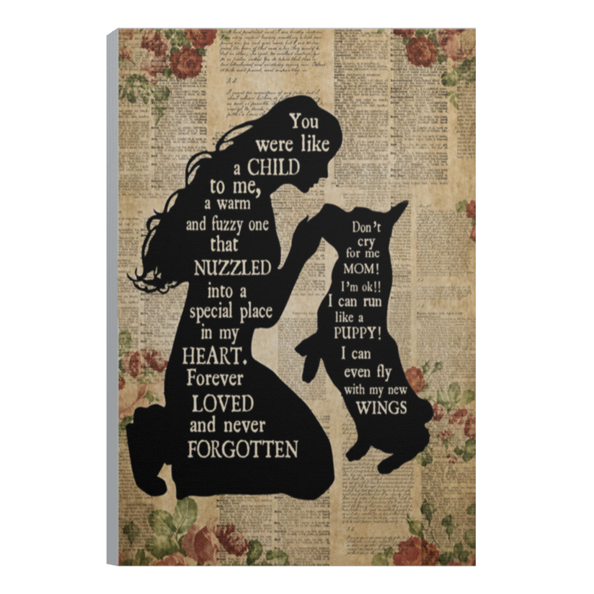 Dog Memorial Canvas - Don't Cry For Me Mom Tribute