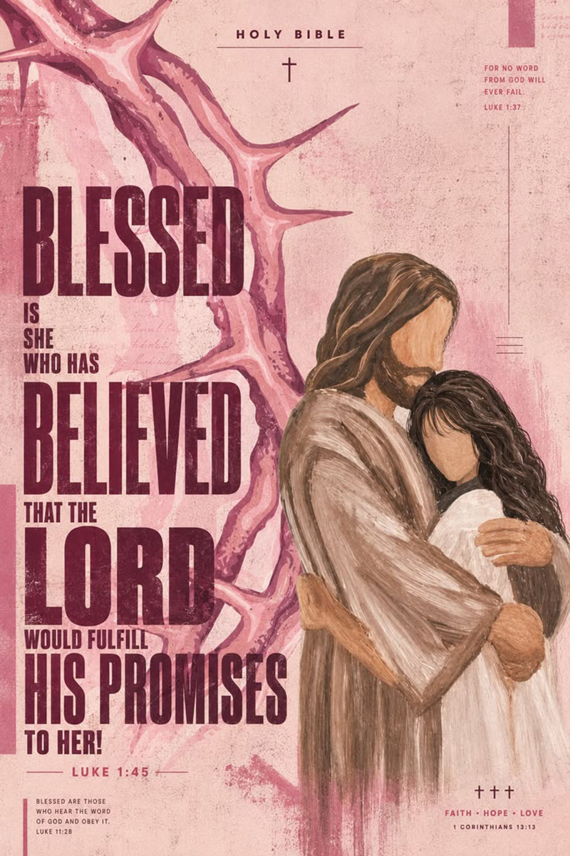 Christian Canvas Blessed Is She Who Has Believed Luke 1:45