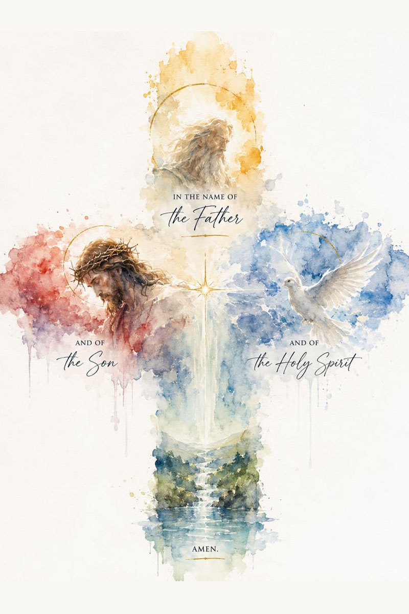 Christian Canvas Holy Trinity In The Name Of The Father And Of The Son And Of The Holy Spirit Amen