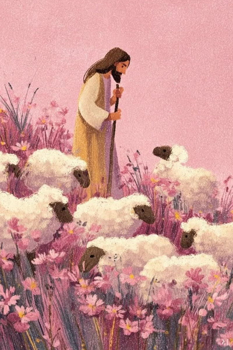 christian canvas the good shepherd jesus and lambs in flower garden art 1787297895287.jpg