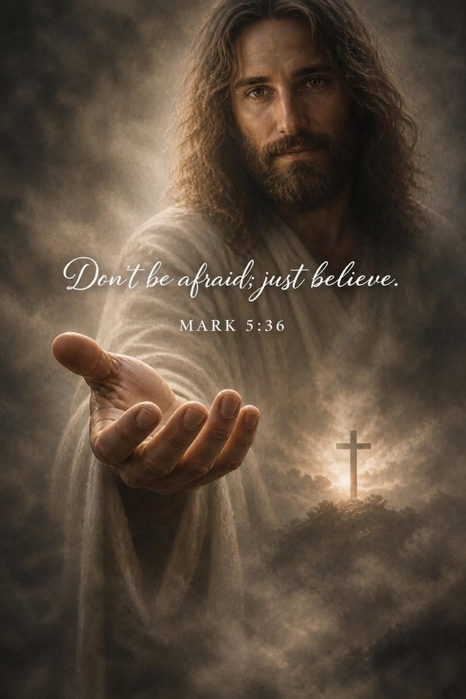 Jesus Canvas - Don't Be Afraid Just Believe Mark 5:36 Wall Art Canvas
