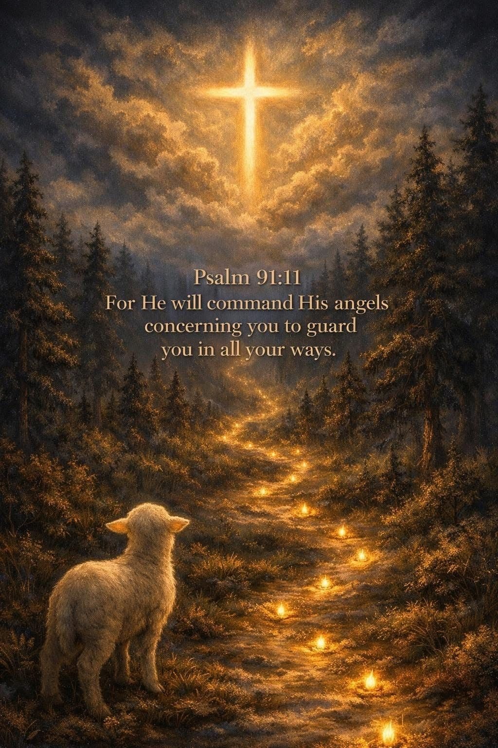 Jesus Canvas - Psalm 91:11 For He Will Command His Angels Wall Art Canvas