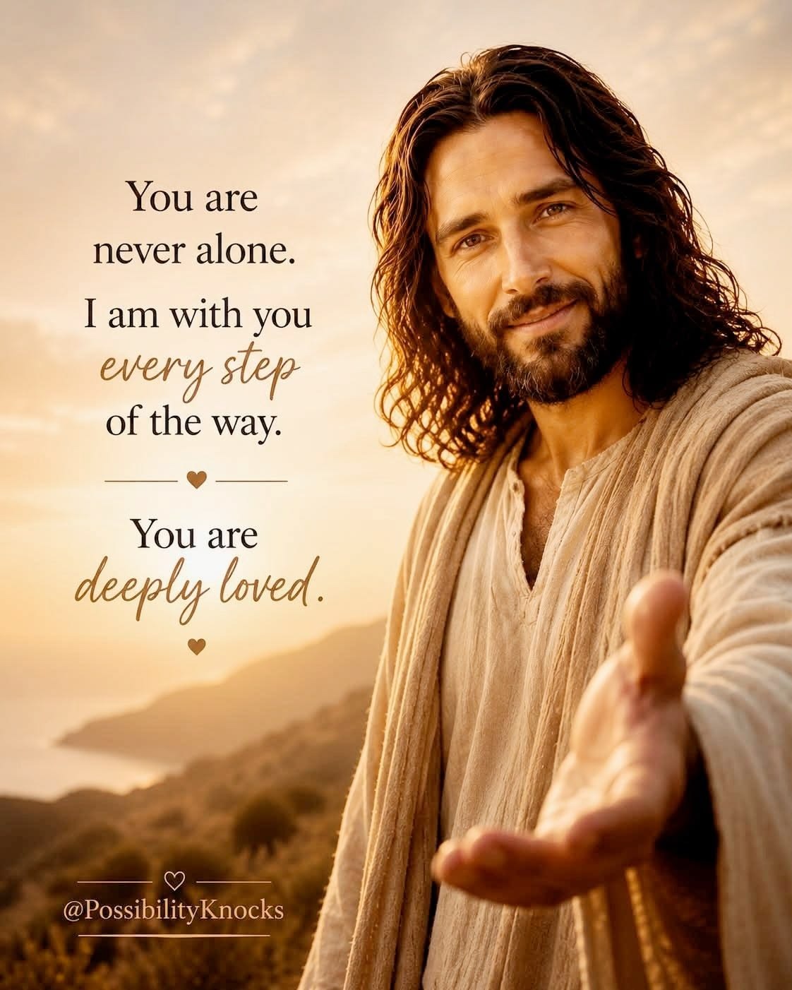 Jesus Canvas - You Are Never Alone I Am With You Every Step Of The Way You Are Deeply Loved Wall Art Canvas